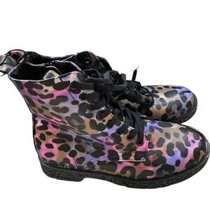 MIA GIRL Kids LEOPARD BOOTS SZ 4 Glitter Bottom Pink